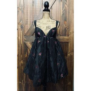 For Love & Lemons Sachi Black Floral Mini Holiday Homecoming Dress Sz M